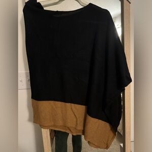 J Crew black and tan sweater poncho; OS; nwt